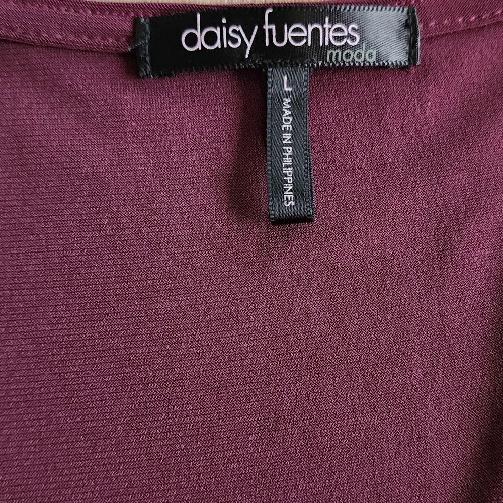 Y2K Daisy Fuentes Moda Burgundy Midi Dress Large Empire Waist Cocktail - Picture 4 of 7